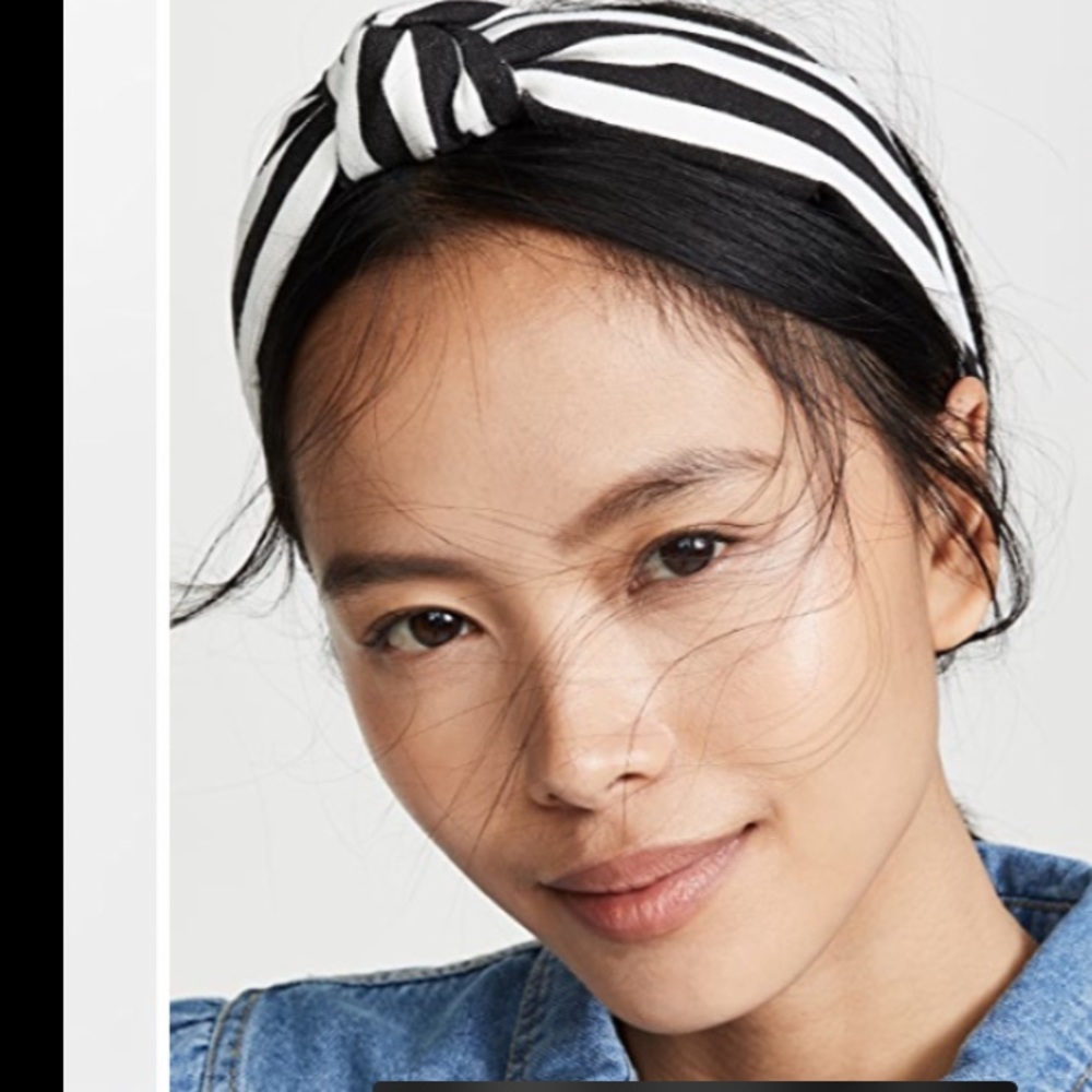 Lele Sadoughi black and white Striped Headband never worn comes with bag